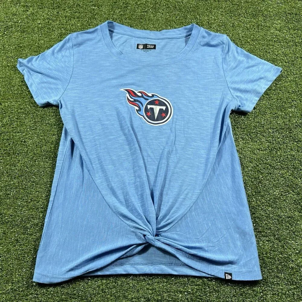 Tennessee Titans New Era Women's NWOT Blue Slub T-Shirt with Front Twist Knot M
